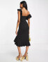 Фото #2 товара Little Mistress one shoulder midi dress in black