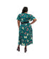 ფოტო #2 პროდუქტის Plus Size Short Puff Sleeve Sweetheart Neck Godet Midi Dress