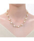 Sterling Silver 14K Gold Plated Genuine Freshwater Pearl and Cubic Zirconia Link Adjustable Necklace