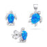 Playful silver jewelry set with opals Turtle SET235WB (earrings, pendant)