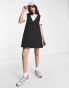 Фото #8 товара ASOS DESIGN nylon quilted mini pinny dress in black