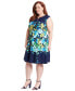 Фото #3 товара Plus Size Split-Neck Floral-Print Fit & Flare Dress