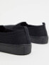 ASOS DESIGN Wide Fit Dotty slip on plimsolls in black