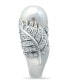 Imitation Pearl and Multi Row Pave Cubic Zirconia Ring in Silver Plate