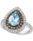 ფოტო #1 პროდუქტის Sea Blue Aquamarine (1 ct. t.w.) & Diamond (7/8 ct. t.w.) Teardrop Halo Ring in 14k White Gold