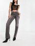 Фото #1 товара NA-KD x Moa Mattsson split detail jeans in dark grey