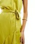 Style Cheat halterneck cami midi dress with tie waist lime 40 - фото #4