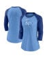 ფოტო #1 პროდუქტის Women's Royal, Light Blue Kansas City Royals Next Up Tri-Blend Raglan 3/4-Sleeve T-shirt