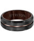 Men's Brush Finished Center Line Band in Black Tungsten Carbide