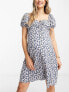 Glamorous Maternity milkmaid mini tea dress in blue daisy