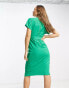 Фото #4 товара Closet London kimono wrap midi dress in vibrant green