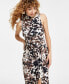 ფოტო #4 პროდუქტის Women's Mock-Neck Tie-Front Midi Dress, Created for Macy's