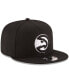 Men's Black Atlanta Hawks Black and White Logo 9FIFTY Adjustable Snapback Hat