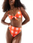 ASOS DESIGN Picnic tie front bikini top in gingham Vichy-Karos in Rosa & Rot, 34 - фото #1