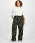 ფოტო #1 პროდუქტის Trendy Plus Size Camo-Print Cargo Pants