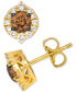 ფოტო #1 პროდუქტის Chocolate Diamond & Nude Diamond Halo Stud Earrings (3/4 ct. t.w.) in 14k Gold (Also Available in White Gold or Rose Gold)