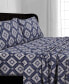 Фото #2 товара Постельное белье Tribeca Living набор простыней с глубокими карманами Damask Printed 200-Gsm для полной кровати