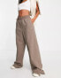 Reebok high waisted wide leg trousers in taupe brown