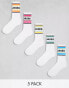 Jack & Jones 5 pack mulicoloured tennis sock in white