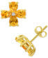 ფოტო #1 პროდუქტის Citrine (2-1/8 ct. t.w.) & Diamond Accent Flower Stud Earrings in 14K Gold-Plated Sterling Silver