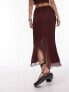 Topshop co-ord plisse straight midi skirt in maroon