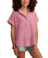 ფოტო #1 პროდუქტის Women's Linen Short-Sleeve Button-Down Shirt