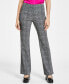 Фото #1 товара Women's Herringbone Side-Slit Flare Pants, Created for Macy's