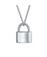 ფოტო #1 პროდუქტის Plain Simple Couples Functional Lock Pendant Charm Lovers Padlock Necklace For Women Solid Sterling Silver Chain 16 Inch