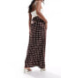 Style Cheat satin maxi skirt with tie waist in brown spot