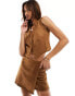 Mango suede co-ord waistcoat in light brown