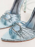 ASOS DESIGN Wide Fit Narina ring detail heeled sandals in blue metallic PALE BLUE METALLIC, 36 - фото #7