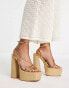 Фото #2 товара Public Desire Blissful raffia strappy platforms in gold