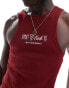 Фото #4 товара ASOS DESIGN muscle fit tank vest in dark red with text chest print