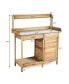 Фото #2 товара Outdoor Potting Bench Garden Wooden Work Station Metal Tabletop Cabinet Drawer