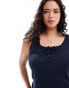 Vero Moda Curve tie front jersey tank top in navy