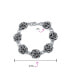 Antiqued Finish Large Statement 3D Garden Flower Black Rose Bracelet For Women Girlfriend Oxidized .925 Sterling Silver 7.5 Inch