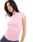 Фото #1 товара Cotton On ribbed fitted short sleeve t-shirt in bubbegum pink