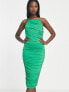 Фото #4 товара AX Paris ruched cami square neck midi dress in green