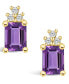 ფოტო #3 პროდუქტის Amethyst (3-1/5 ct. t.w.) and Diamond (1/5 ct. t.w.) Stud Earrings in 14K Yellow Gold