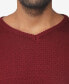 Фото #3 товара Men's V-Neck Honeycomb Knit Sweater