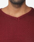 Фото #13 товара Men's V-Neck Honeycomb Knit Sweater