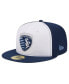 ფოტო #3 პროდუქტის Men's White, Navy Sporting Kansas City 2024 Kick Off Collection 59FIFTY Fitted Hat