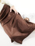 River Island bias maxi skirt in brown satin