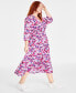 ფოტო #3 პროდუქტის Trendy Plus Size Printed Blouson-Sleeve Cotton Midi Dress, Created for Macy's