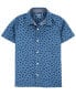 Kid Shark Print Button-Front Short Sleeve Shirt 4