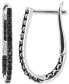 ფოტო #1 პროდუქტის Black Spinel Oval Hoop Earrings (7/8 ct. t.w.) in Sterling Silver