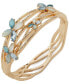 Фото #1 товара Gold-Tone Mixed Stone Flower Bangle Bracelet