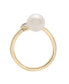 ფოტო #3 პროდუქტის Cultured Freshwater Pearl (8mm) & Diamond (1/10ct. tw.) Flower Ring in 14K Yellow Gold