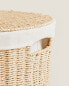 Oval fabric-lined laundry basket