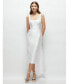 ფოტო #1 პროდუქტის Women's Scoop Neck Corset Satin Midi Dress with Floor-Length Bow Tails